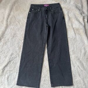 NWT EDIKTED Womens Raelynn Low Rise Black Wash Jeans Wide Leg Relaxed Size S